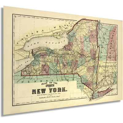 Historix Vintage 1875 New York State Map - 16X24 Inch Vintage Map Of New York Wall Art - Historic Map Of New York - New York State Poster - New York M -  HISTORIC PRINTS, ENMAP0104_1624