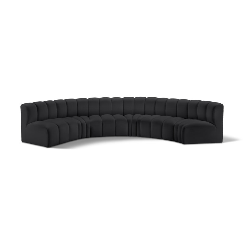 Hufeza 151'' Upholstered Sofa, Black Vegan Leather
