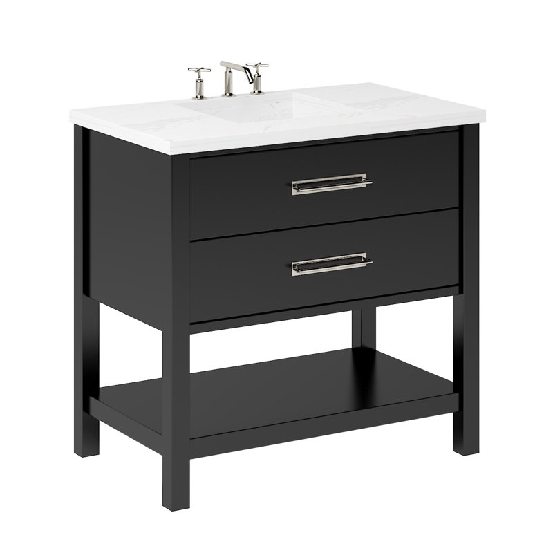 Kiawah Two-Drawer Single Bath Vanity, Noir, Satin Nickel, 48"