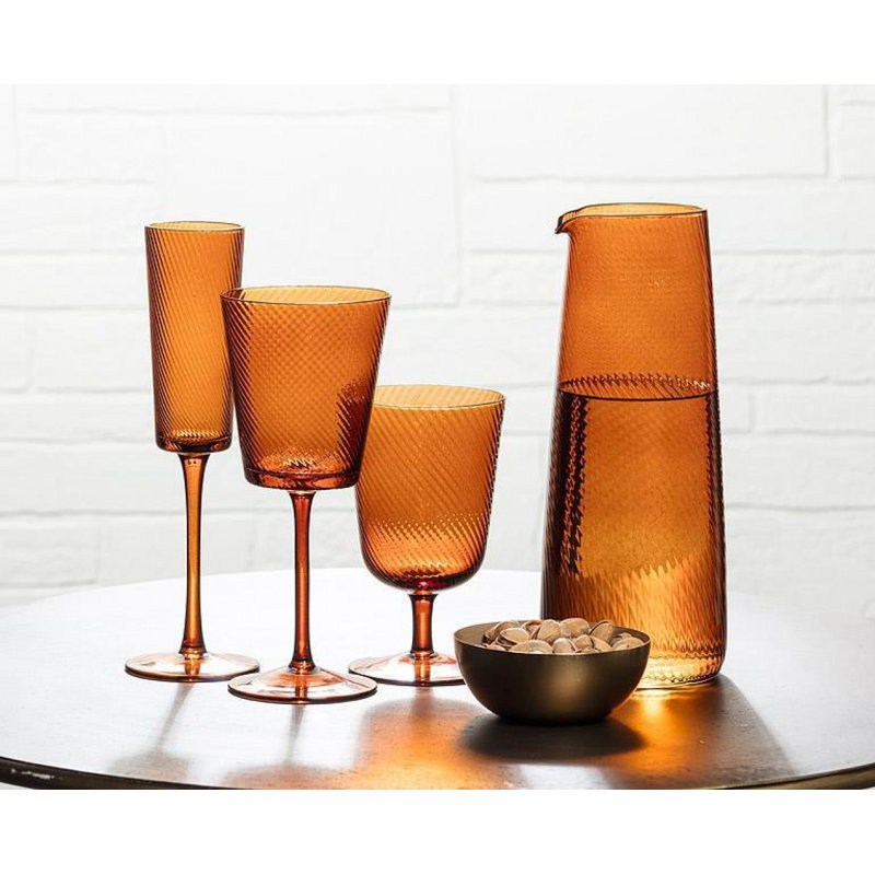 Dark Amber Optic Swirl Flute Glass