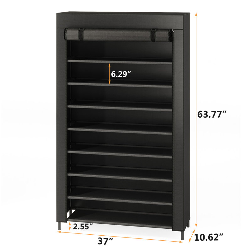 32 Pair Stackable Shoe Rack, Black