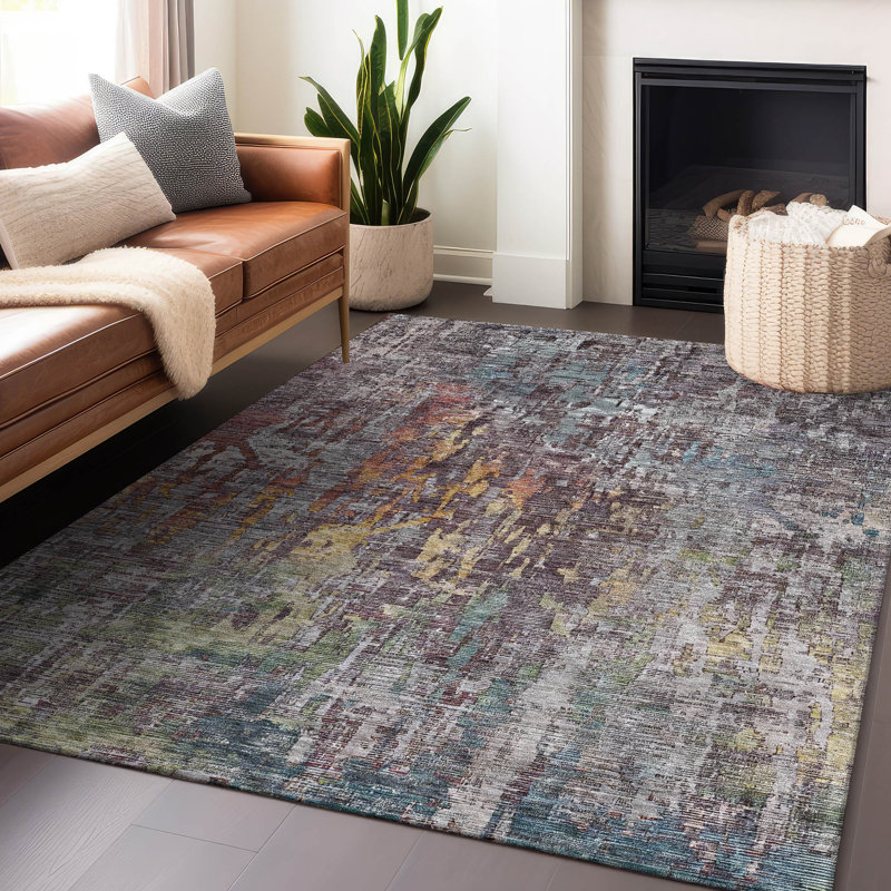 Tapis étain intérieur / extérieur lavable à la machine Claudian ACN1237, Rectangulaire 3 pi x 5 pi