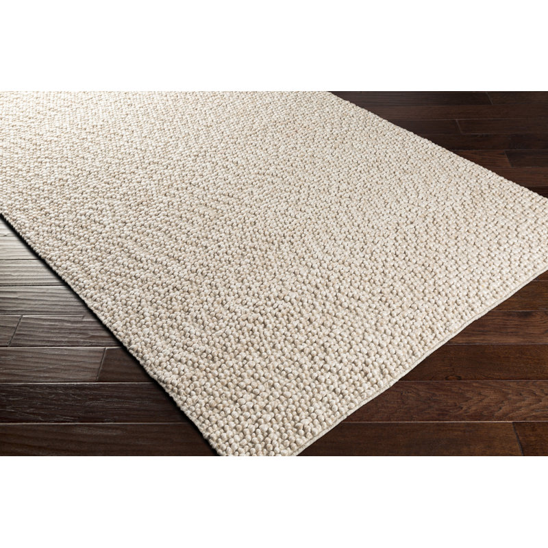 Tapis kaki / ivoire Shabuh tissé à plat à la main, Rectangle de 10 pi x 14 pi