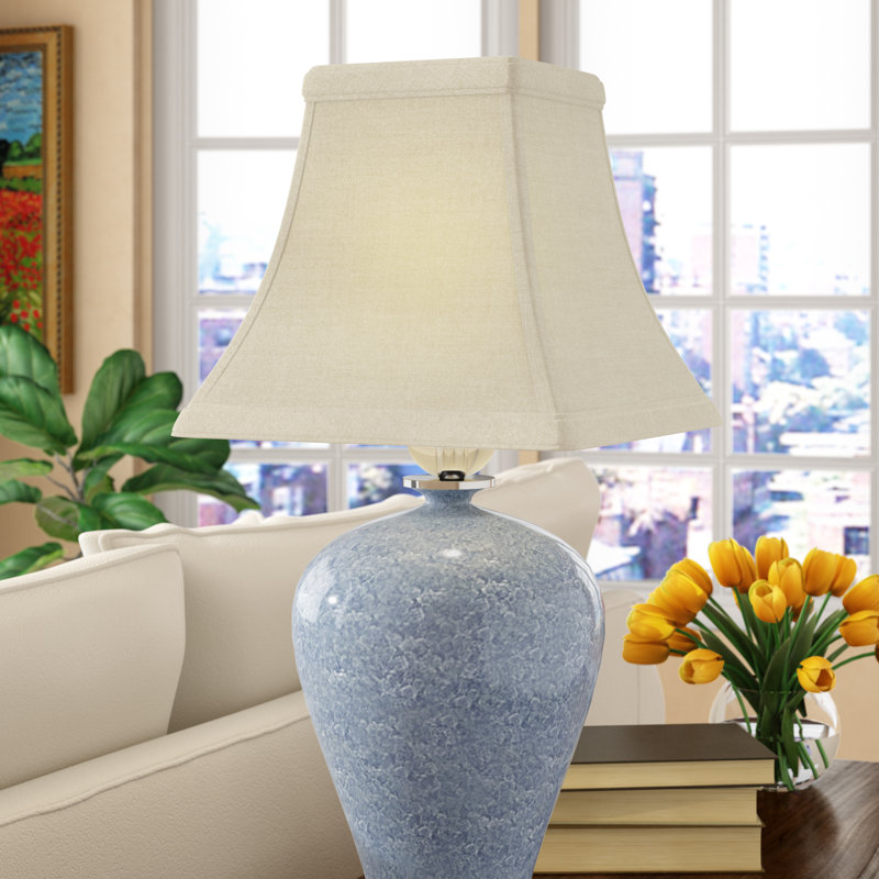Abat-jour carré en forme de cloche avec abat-jour rond en tissu pour lampes de table, H 10 po x l 12 po x P 12 po, Oeuf