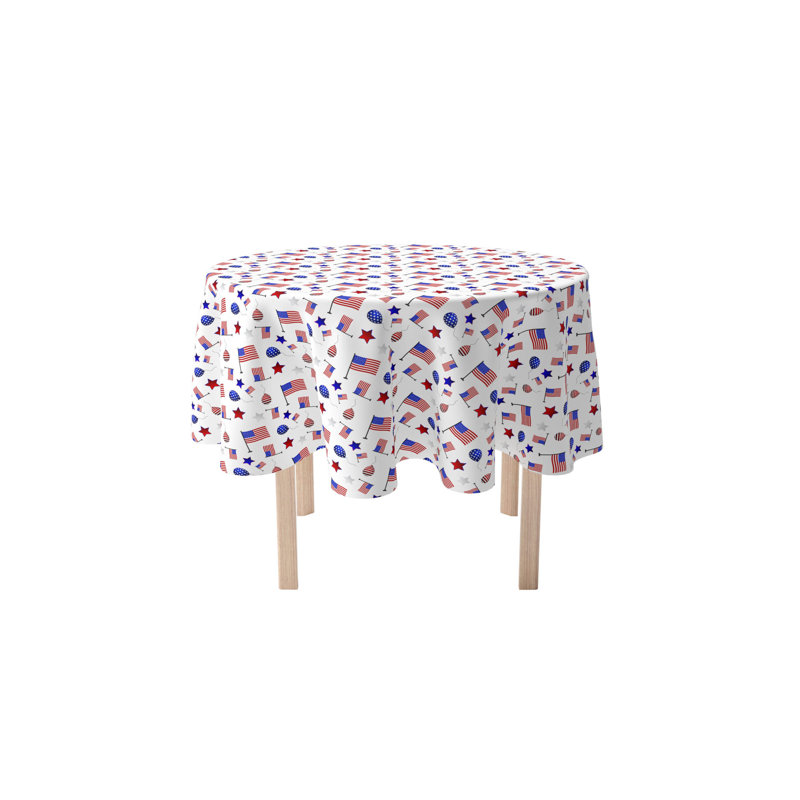 Varsity Geometric Round Independence Day Tablecloth, 96" x 96"