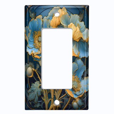 Couvercle de plaque d'interrupteur en métal; Format standard américain - motif floral rustique
