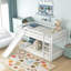 Lit superposé simple au-dessus d'un lit simple avec glissière convertible et échelle, blanc