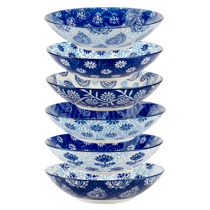 Ensemble de 6 bols à pâtes 6 pièces de 9,25 po x 2,25 po 40 oz Carnival Blue