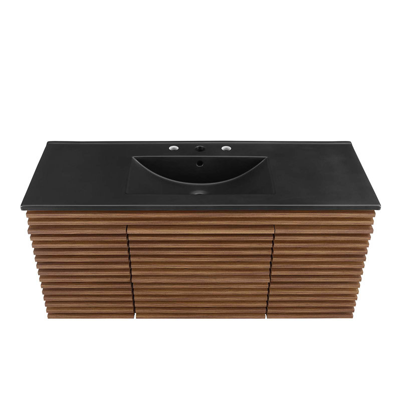 Meuble-lavabo mural 48 po Modway Render, Noir, Noyer
