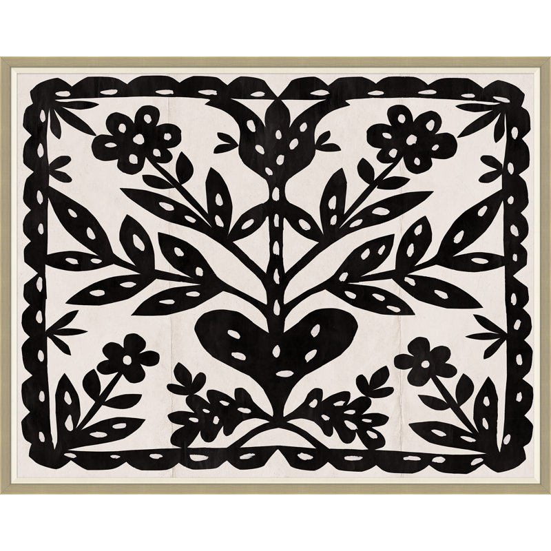 «Black Flower» par Paule Marrot - impression, H 43 po x l 54 po x P 1,25 po, Encadrement argenté