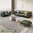 45.67" Green Genuine Leather cushion Arm Chair with Ottoman