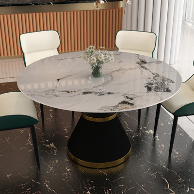 Table de salle à manger ronde en pierre pour salon moderne, maison