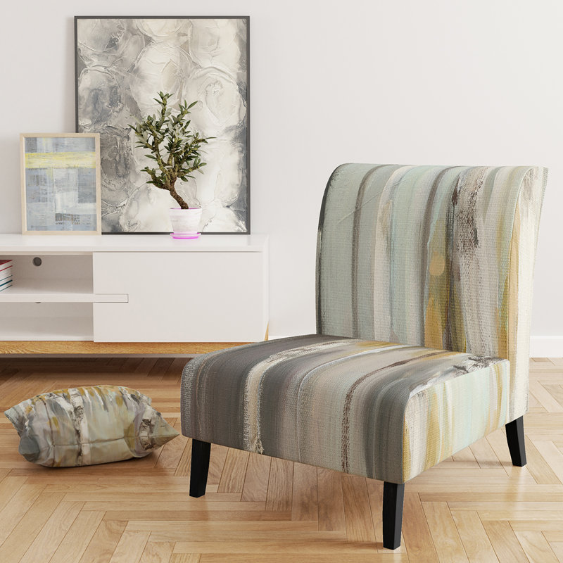 Silver and Yellow Birch Forest - Cottage Upholstered Slipper Chair