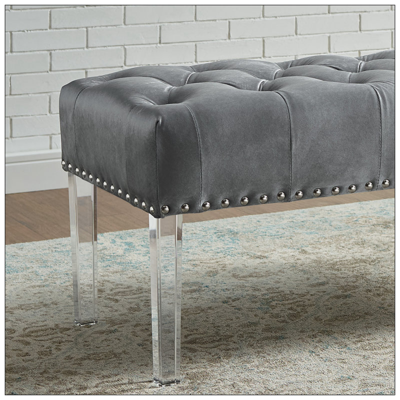 Keyilah Velvet Upholstered Bench, Gray