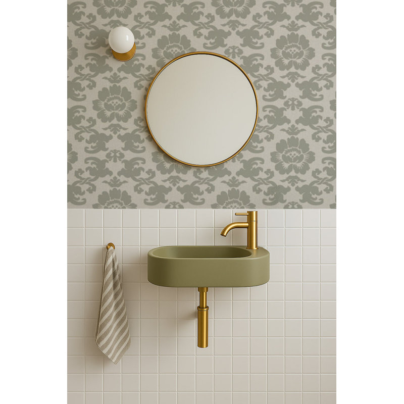 Silken Poppy - Wallpaper, Olive Ash, Faux Grasscloth