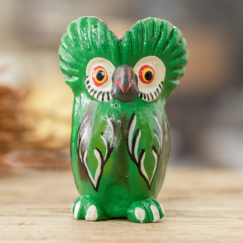 Bungalow Rose Handmade Wise Tecolote Ceramic Figurine