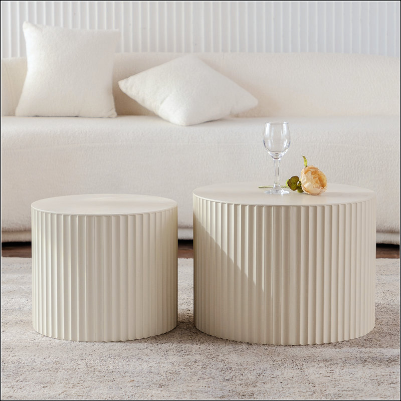 Ensemble de 2 tables basses gigognes beiges