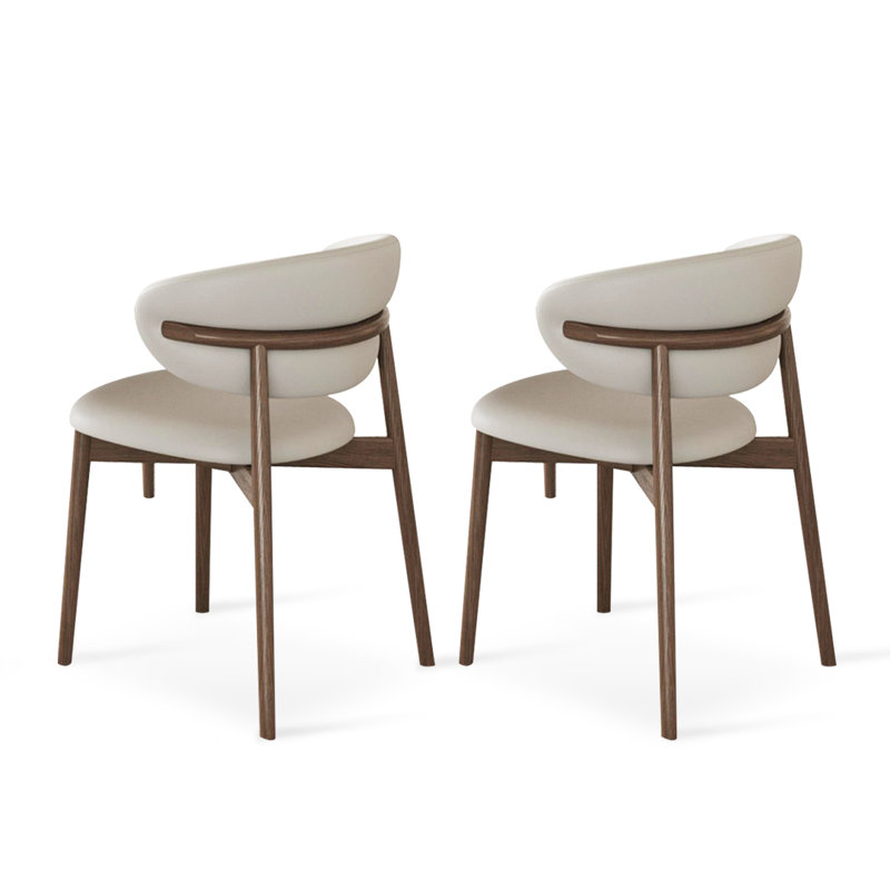 Mid-Century Modern Dining Chairs,Pre-Assembled Mortise-and-Tenon Frame,Comfortable Sponge Cushion for Dining Room, Vanity, Office (Set of 2)