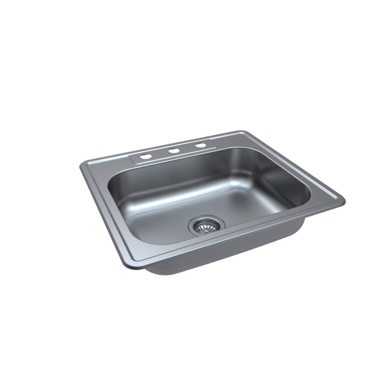 Design House 110619 Évier de cuisine encastré de calibre 23, acier inoxydable, 4 trous