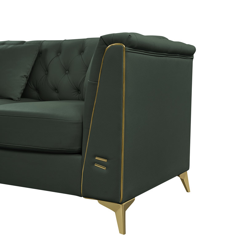 Canapé Chesterfield modulaire de luxe 1 place 40,1 po, Vert