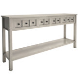 Rustic Entryway Console Table, 60" Long Sofa Table With Two Different Size Drawers And Bottom Shelf For Storage