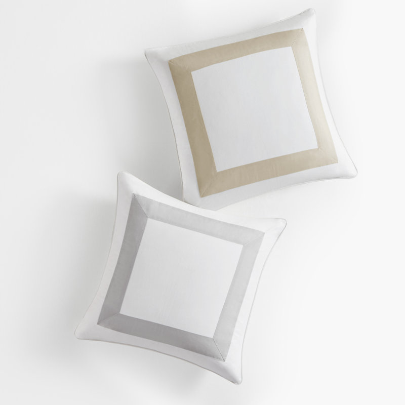 Gray Cotton Euro Sham with Border Embellishment