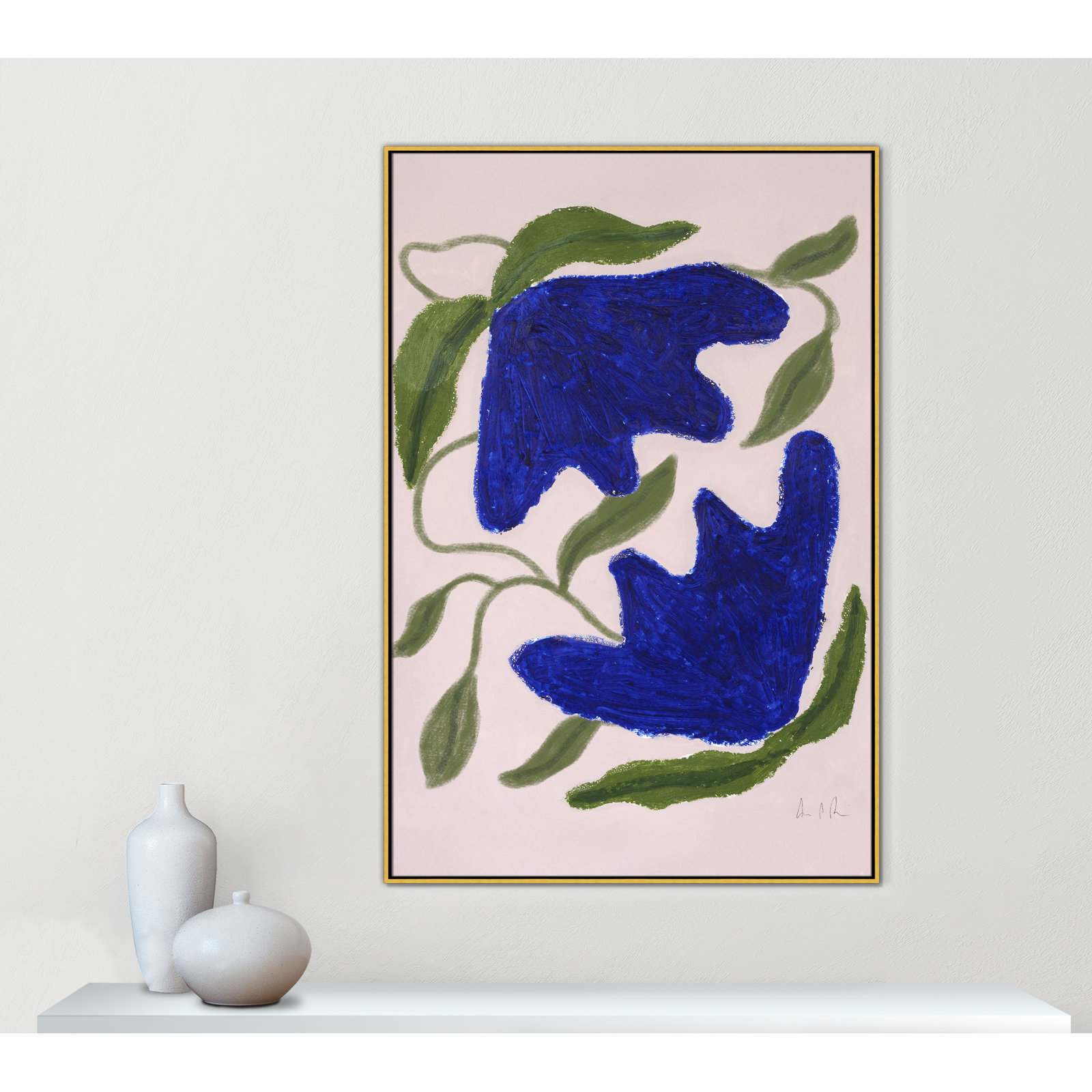 Colette "Blue Anemones No. 02" Print, 61.5" H x 41.5" W, Gold