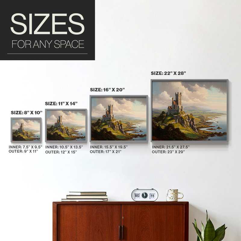 Paysage - XCIV - Reproduction encadrée - Restickable, H 8 po x l 10 po, Gris