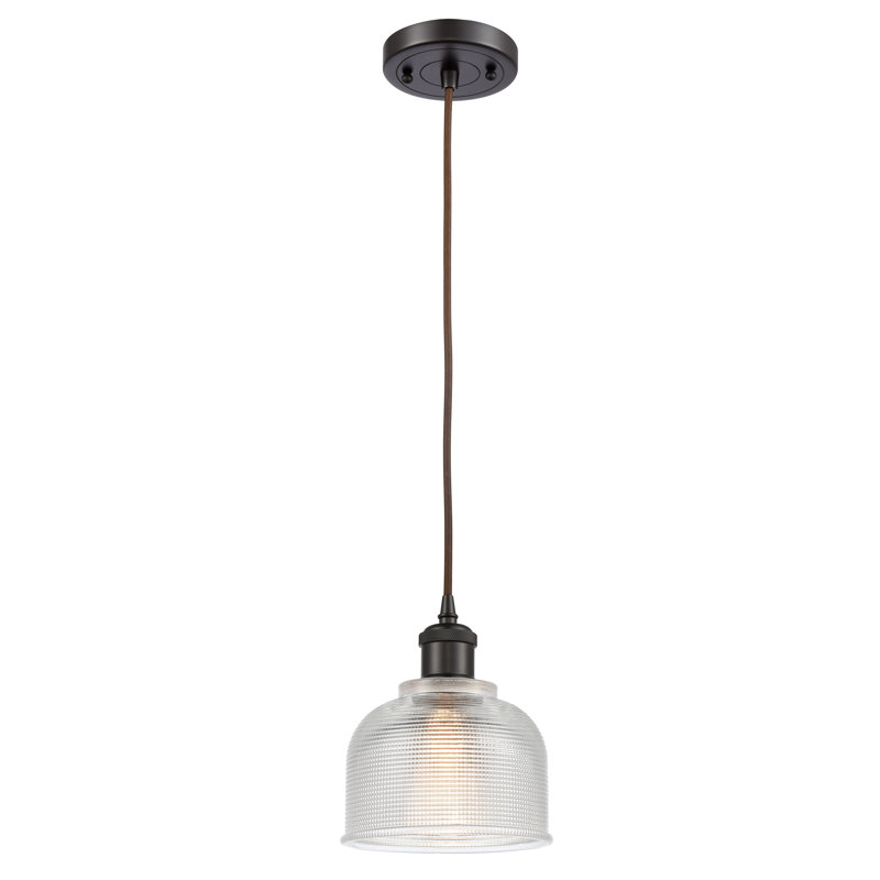 Luminaire suspendu à 1 lumière Shawnee, Transparent, Bronze huilé, Ampoule non incluse