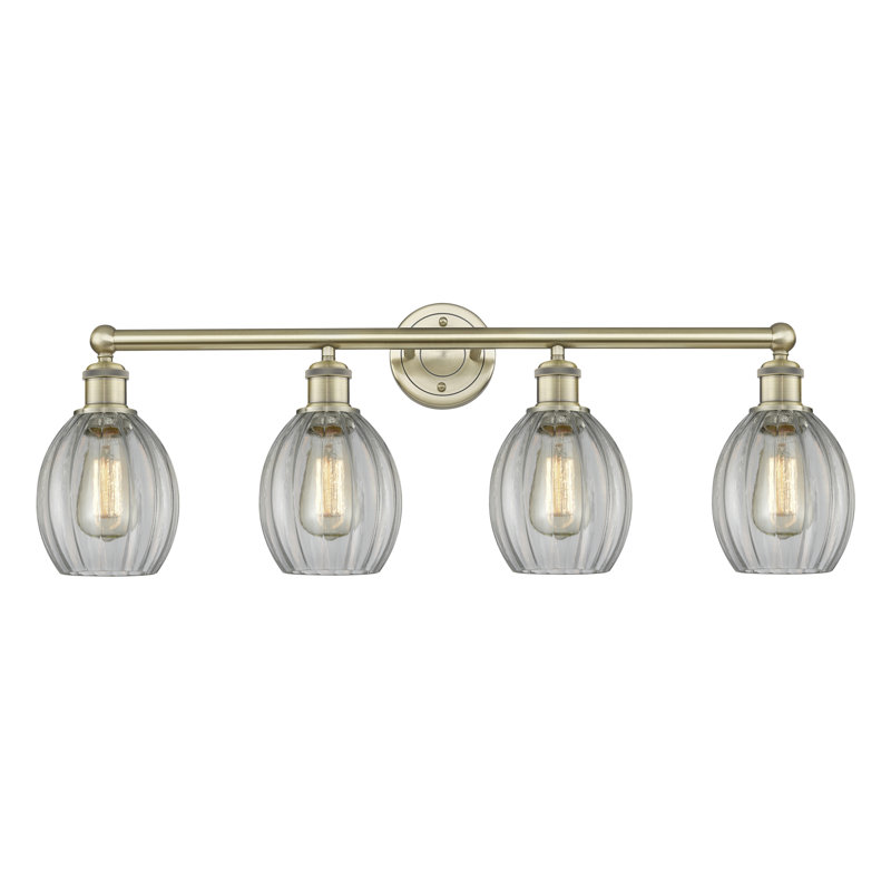 Bolduc 4 - Light Dimmable Vanity Light, Clear, Antique Brass