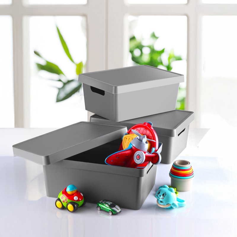 3 Pieces Storage Box Set, Anthracite