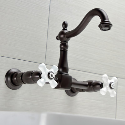 Kingston Brass Double-Handle 2-Hole Wall-Mount Bridge Kitchen Faucet