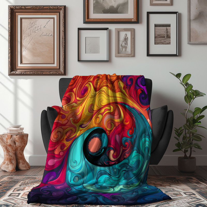 Couverture moderne en sherpa de qualité supérieure Yin Yang Fusion, Grand lit