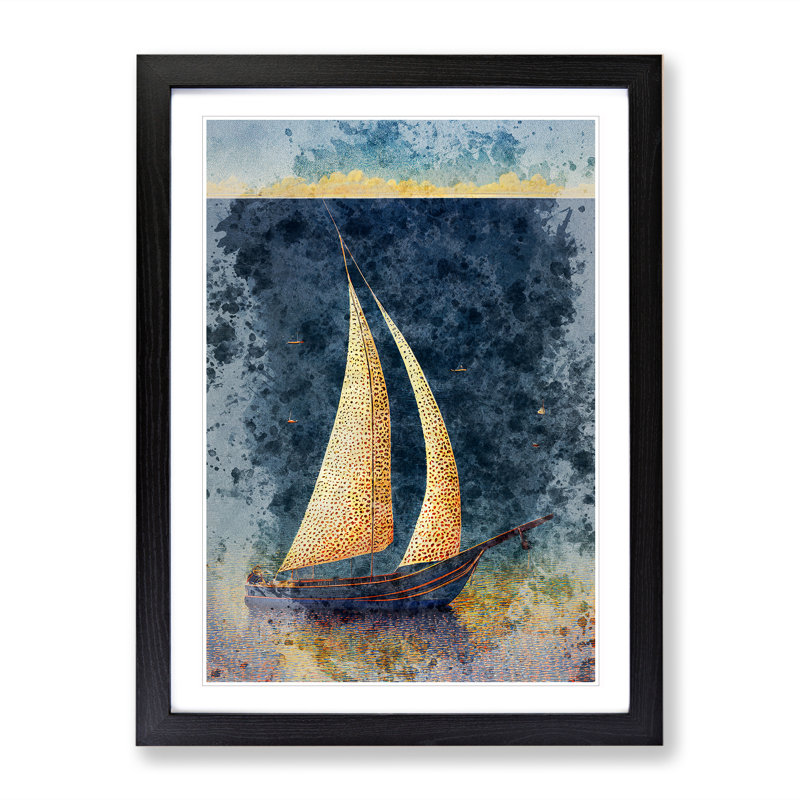 The Sailing Boat - Single Picture Frame Painting, Black, 64cm H x 46cm W x 2cm D