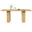 Table de salle à manger rectangulaire extensible 6 places, 180 cm (71 po), style moderne, avec pied central cannelé et rallonge papillon, plateau en MDF mélaminé et structure en fer, bois naturel.-1387466540