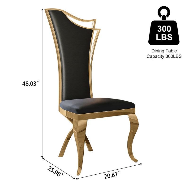 Chaise d'appoint à dossier solide, 6, Or, Noir