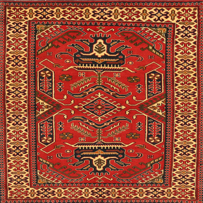 Tapis traditionnel rouge / brun Dimitrios