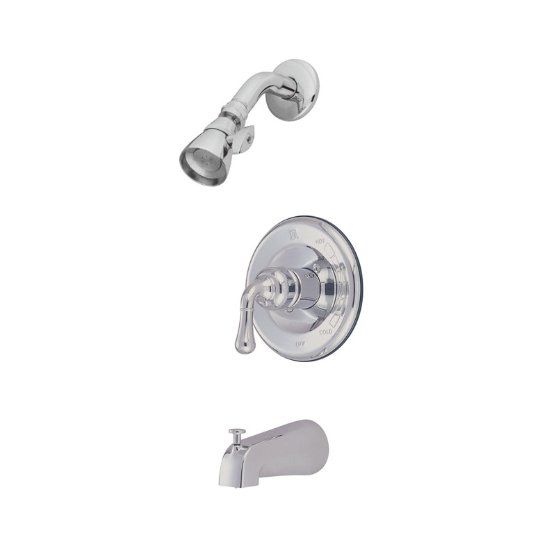 Robinet de baignoire et douche à pression équilibrée à poignée simple Kingston Brass Magellan, Chrome poli