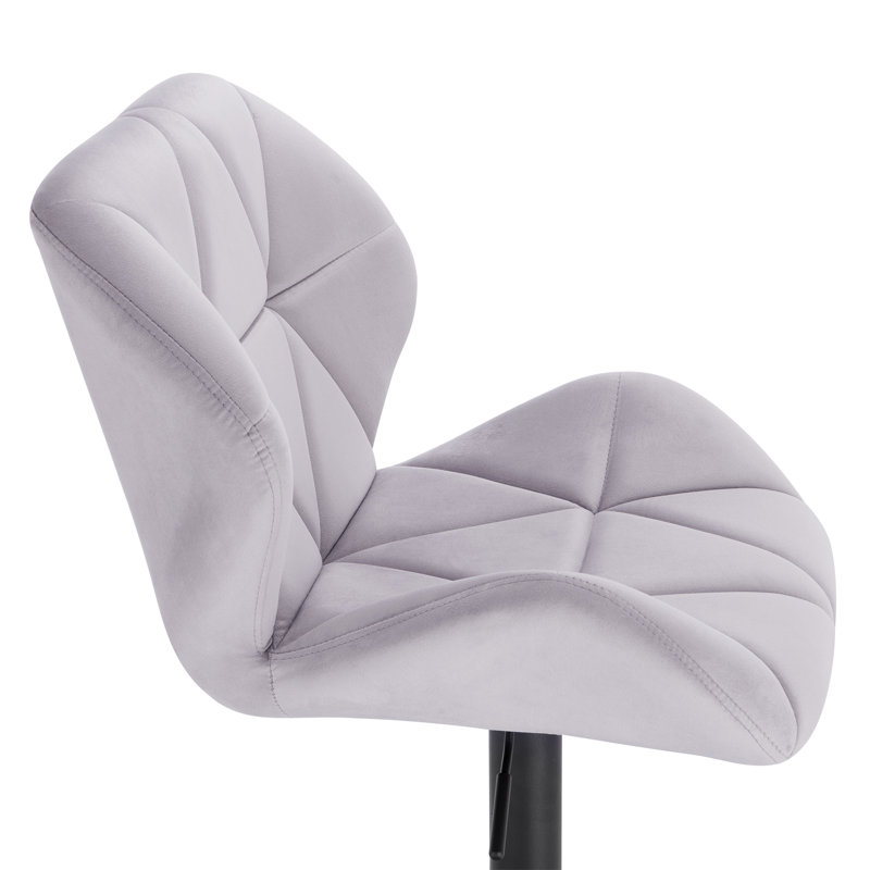 Dequavious Swivel Upholstered Adjustable Height Counter Stool with Metal Frame, Light Grey