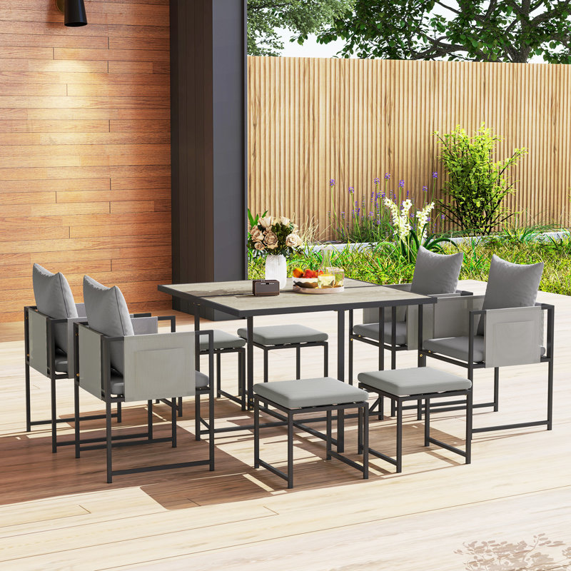 8 - Person Patio Dining Set with Square Table