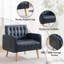 Fauteuil d'appoint capitonné en similicuir avec pieds et poches en bois-1750959371