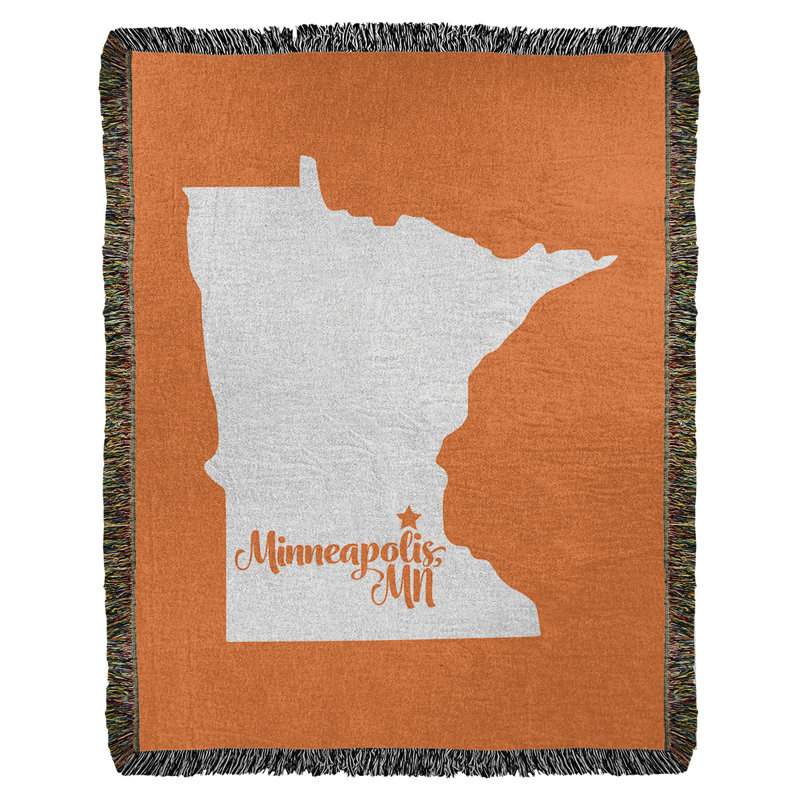 Jeté en coton tissé minneapolis minnesota, l 37 po x L 52 po, Orange