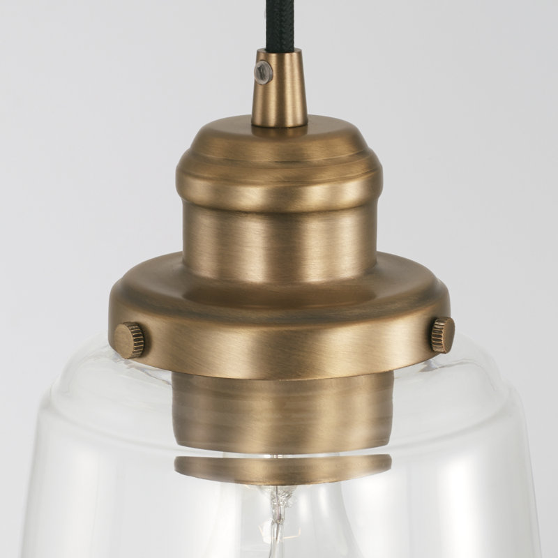 Luminaire suspendu 1 lumière à une cloche, Laiton vieilli