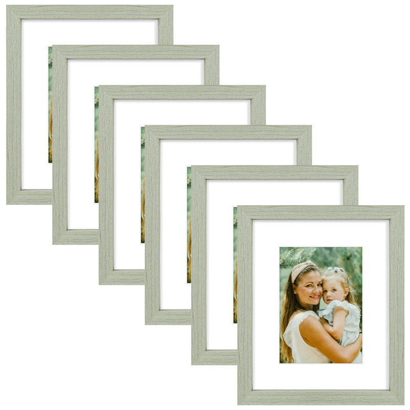 Gallery Frames, With Mat & Plexiglass, Wall/Tabletop Display, Light Gray, 8" W x 10" H