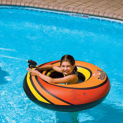 42" Orange And Black Inflatable Power Blaster Swimming Pool Inner Tube