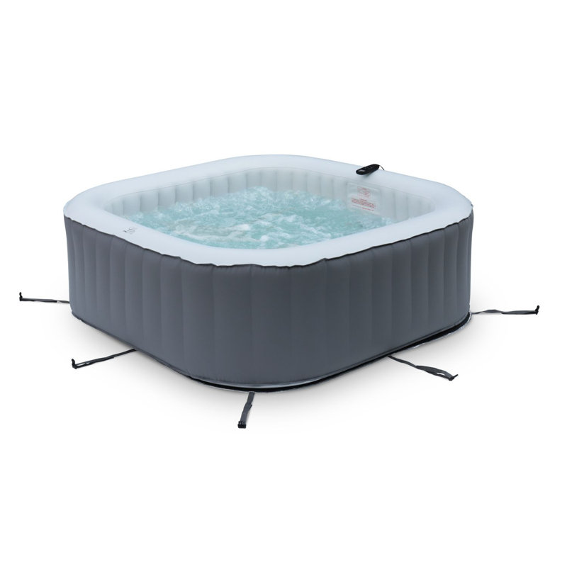 Freeport Park Chipman 4 Person Vinyl Square Inflatable Hot Tub in Black