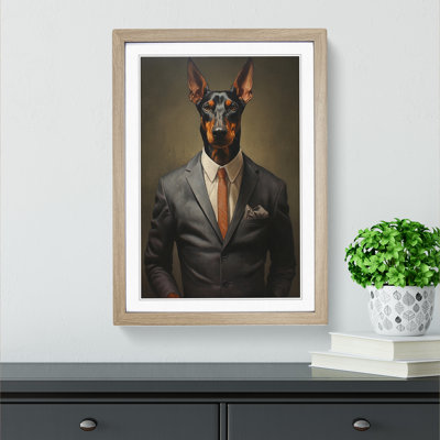 Doberman In A Suit - Single Picture Frame Print on Wood