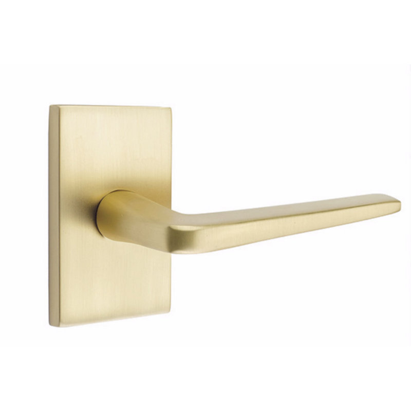 Ensemble de levier d'intimité classique en laiton Emtek avec rosette rectangulaire moderne et levier Athena (CF), À droite