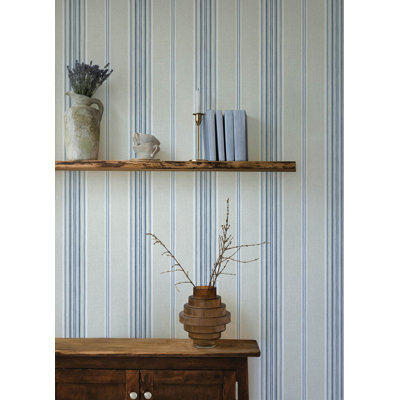 Calvados Blue Linen Stripe Wallpaper