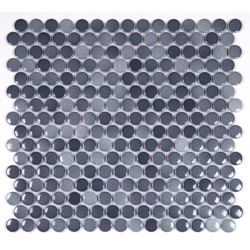 Monet Jewels Dark Gray Pennyround Mosaic Porcelain Decorative Artistic Tile (16 sq. ft./Case)
